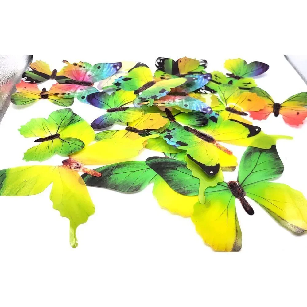 Lot of 90 3D Craft Butterflies 2in+ 13 Blue 19 Pink 22 Orange 11 Purple 25 Green